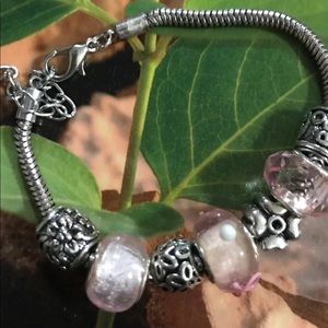 Breast Cancer Awareness Beaded Bracelet Base Metal